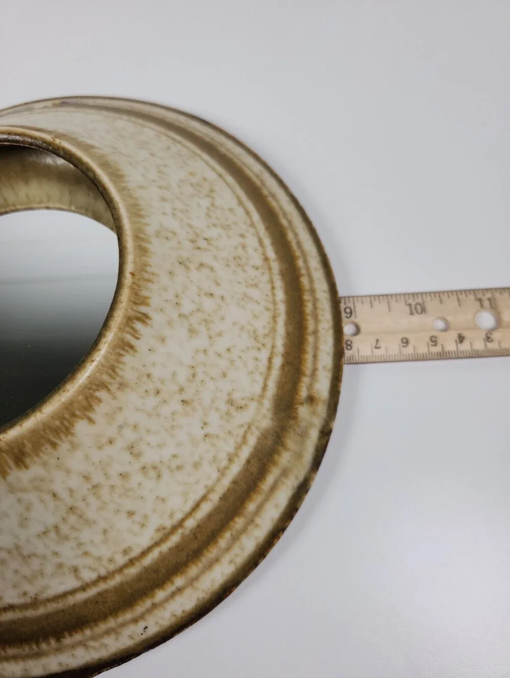 Vintage Circular Ceramic Pottery Wall Mirror 9